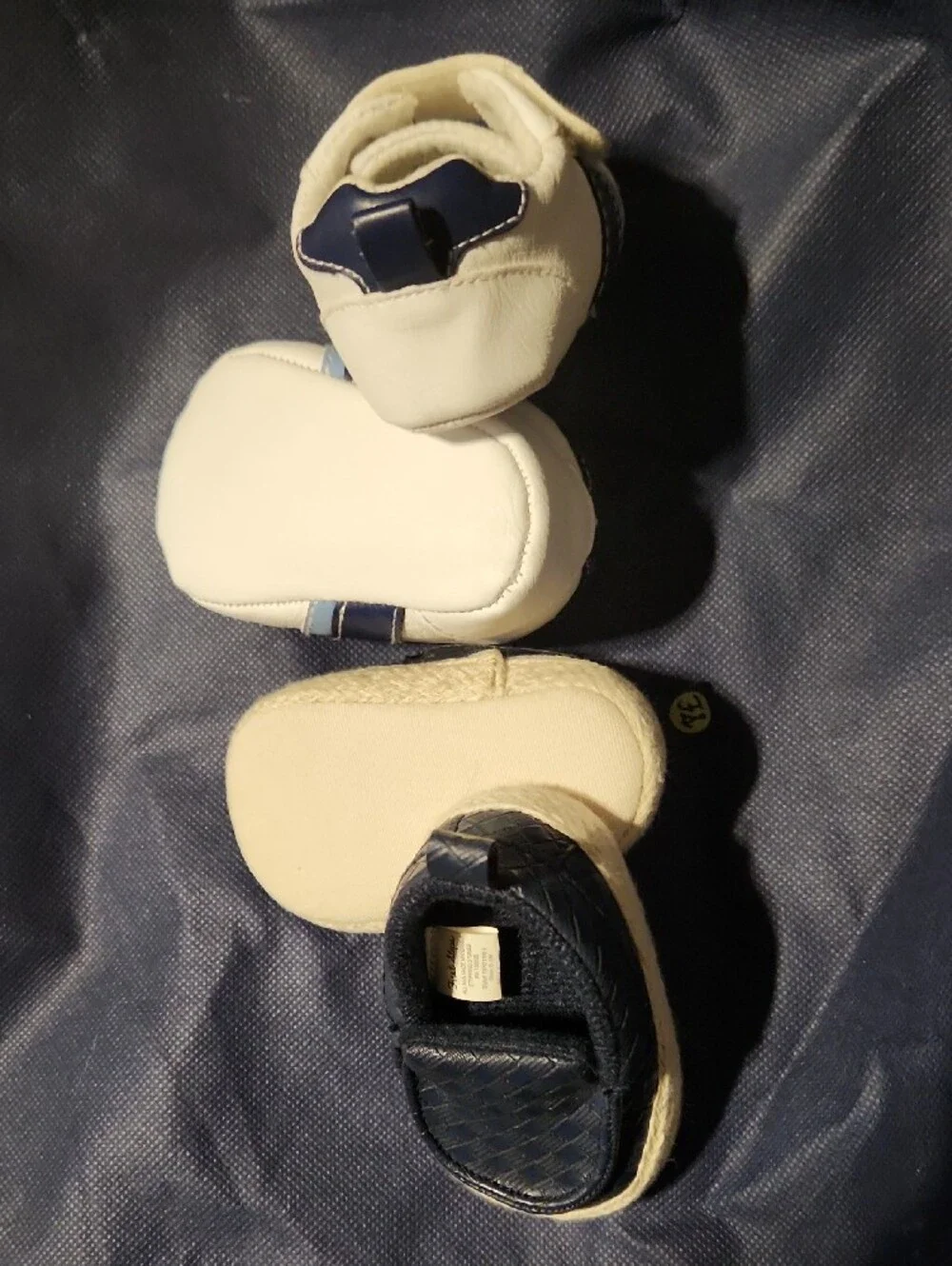 Childrens Place White Sneaker and First Steps Navy Moccasin Duo Size 0